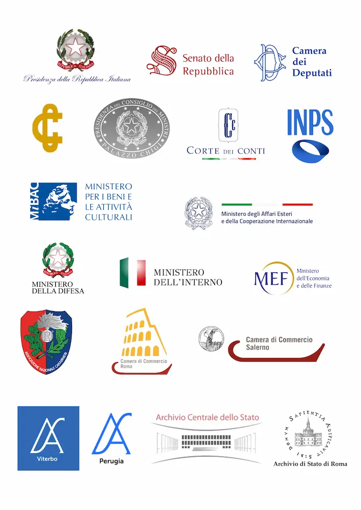 Clienti istituzionali La Forgia: Presidenza della Repubblica, Senato, Camera, Ministeri, Archivio Centrale dello Stato
